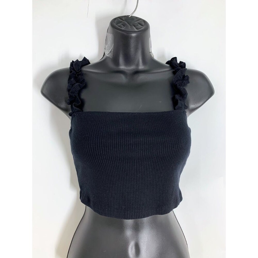 Aritzia Sunday Best Women's Firecracker Cropped Stretch Ruffle Strap Tank SZ‎ S